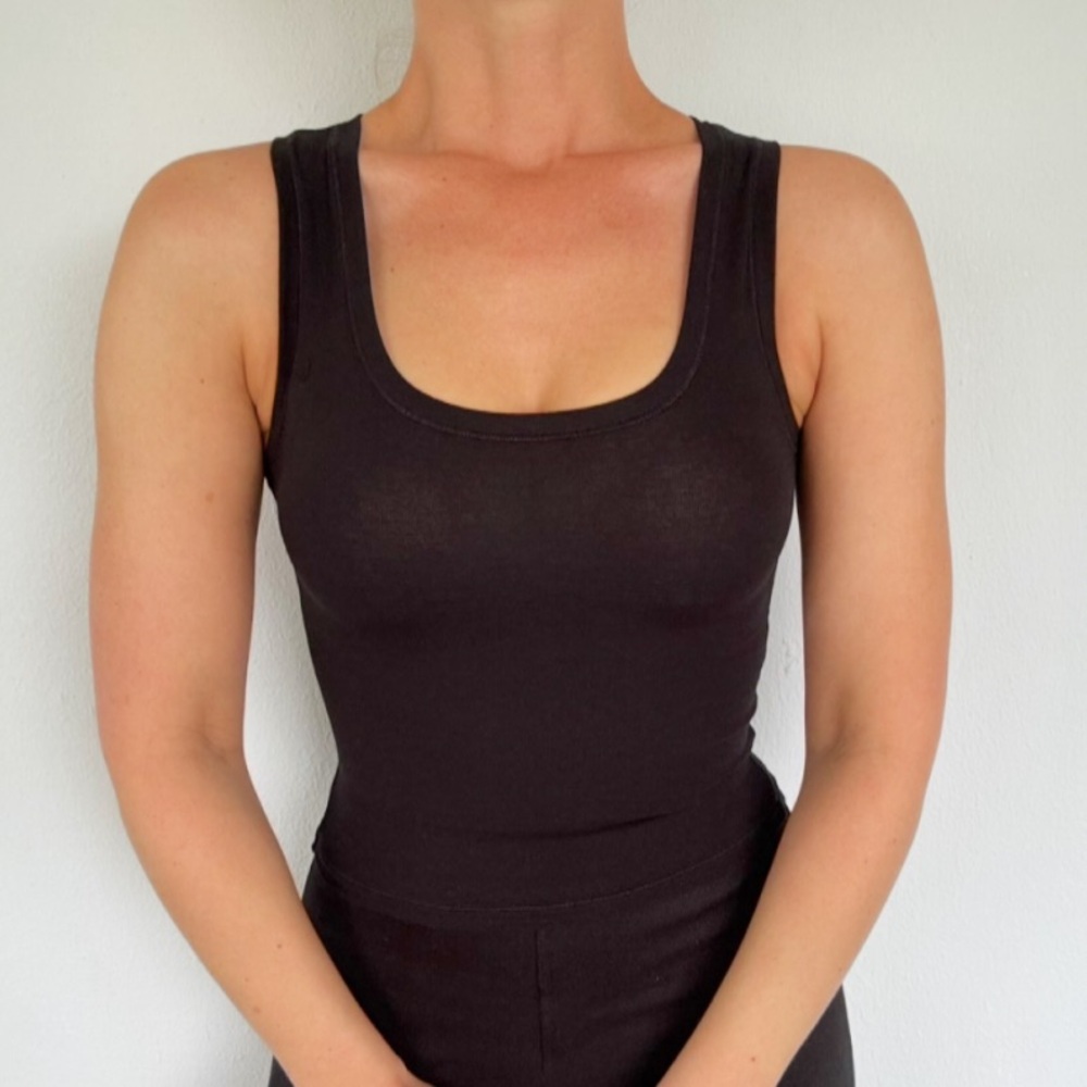 Yogalicious black airlite pure love sleeveless cotton stretch tank size XS